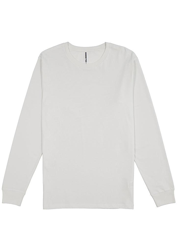 Basis Mens Long Sleeve Tee - Ecru back