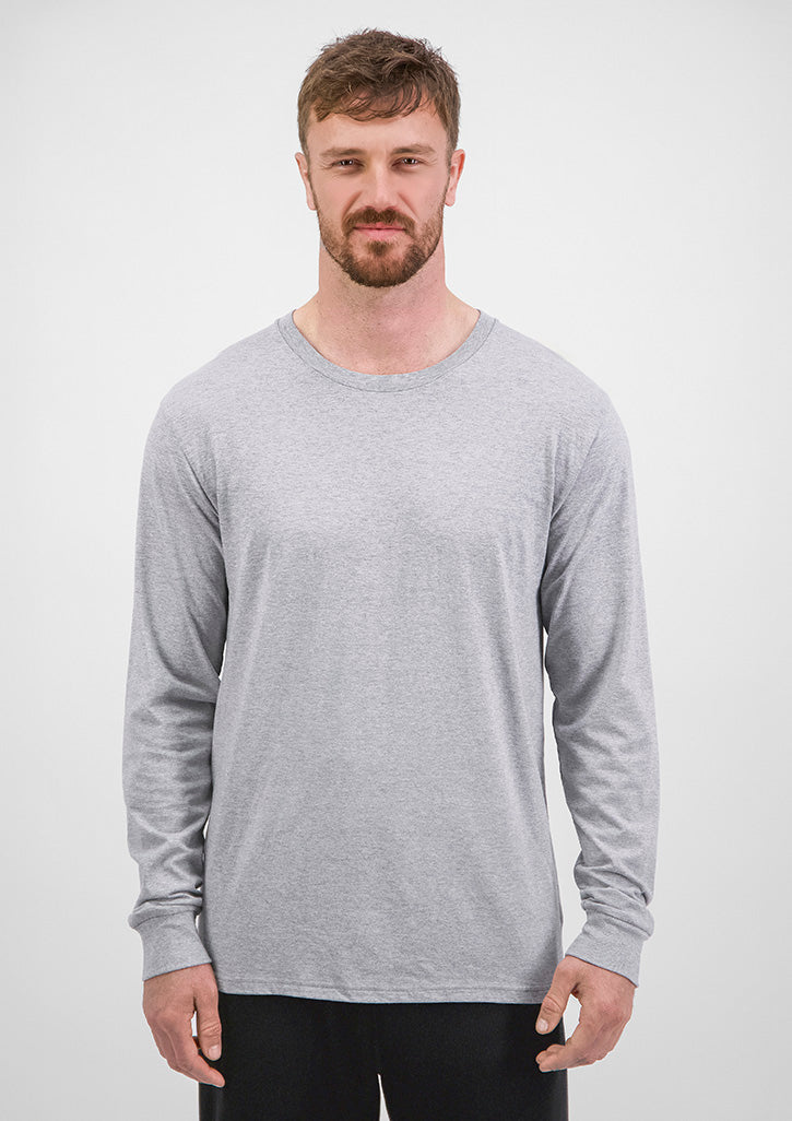Basis Mens Long Sleeve Tee - Grey Marle