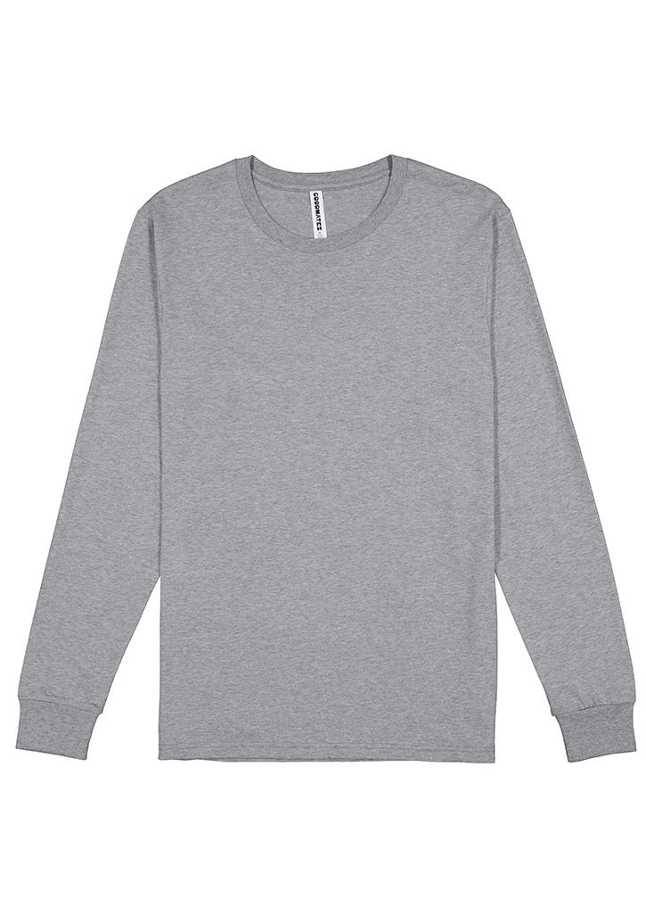 Basis Mens Long Sleeve Tee - Grey Marle back