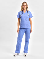 Classic Womens Scrub Top - Mid Blue back