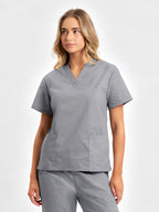 Classic Womens Scrub Top - Pewter