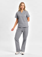 Classic Womens Scrub Top - Pewter back