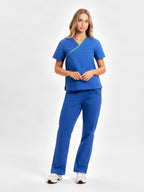 Classic Womens Contrast Scrub Top - Royal/Lime back
