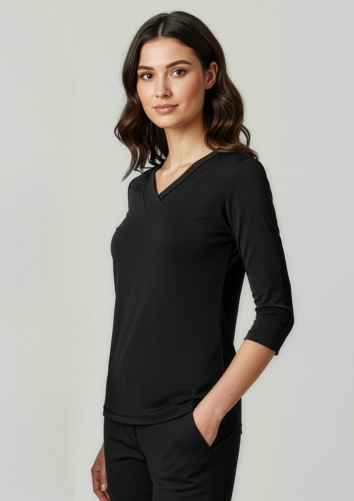 Womens Lana 3/4 Sleeve Top - CAFEWEAR NZ - Black / 6