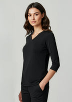 Womens Lana 3/4 Sleeve Top - CAFEWEAR NZ - Black / 6