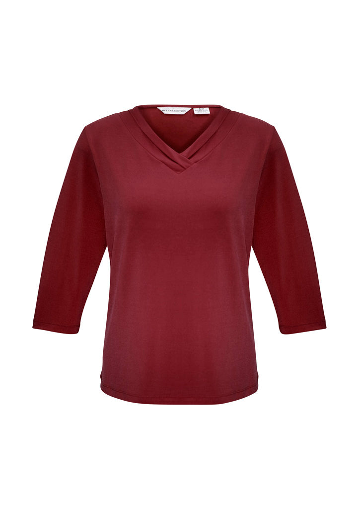 Womens Lana 3/4 Sleeve Top - CAFEWEAR NZ - Cherry / 6
