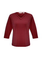 Womens Lana 3/4 Sleeve Top - CAFEWEAR NZ - Cherry / 6