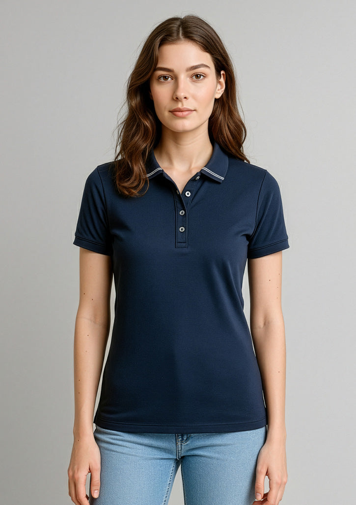 Womens Aston Short Sleeve Polo - Navy/Silver Grey