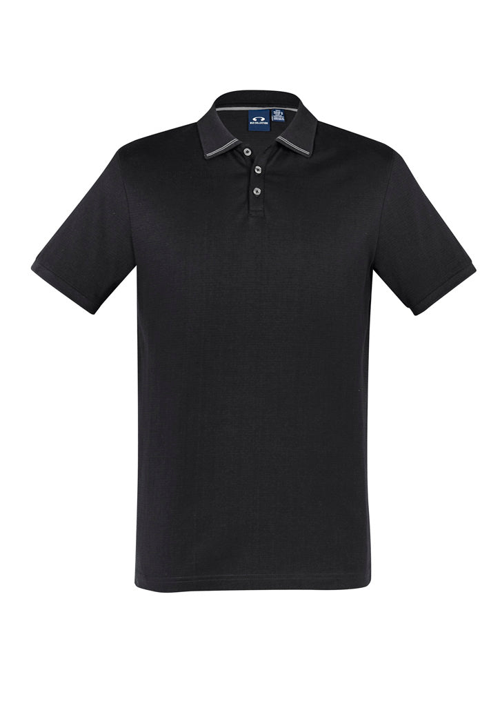 Mens Aston Short Sleeve Polo - Black/Silver Grey