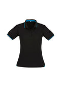 Womens Jet Short Sleeve Polo - Black/Cyan
