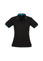 Womens Jet Short Sleeve Polo - Black/Cyan