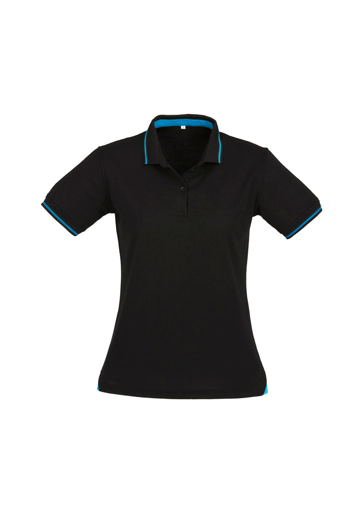 Womens Jet Short Sleeve Polo - Black/Cyan