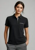 Womens Edge Short Sleeve Polo - Black/Check