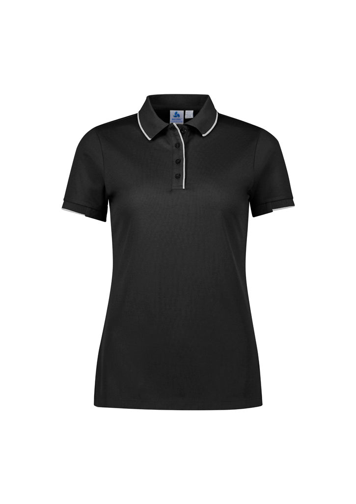 Womens Focus Short Sleeve Polo - Black/White