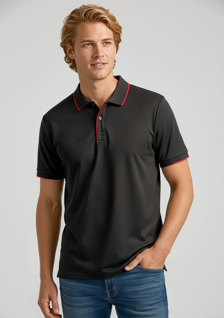 Mens Focus Short Sleeve Polo - Black/Red