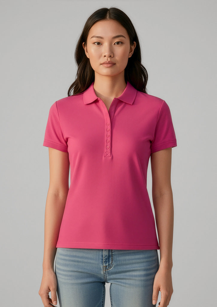 Womens Crew Short Sleeve Polo - Fuchsia