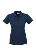Womens Shadow Short Sleeve Polo - Carbon Blue