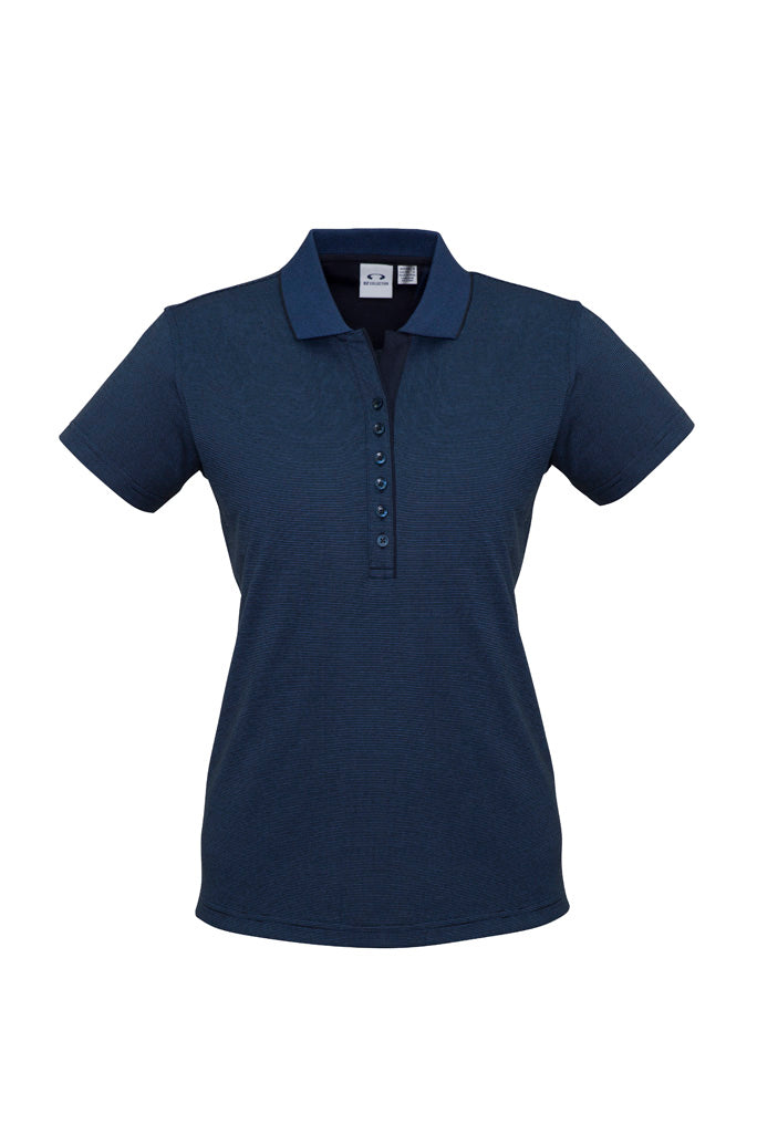 Womens Shadow Short Sleeve Polo - Carbon Blue
