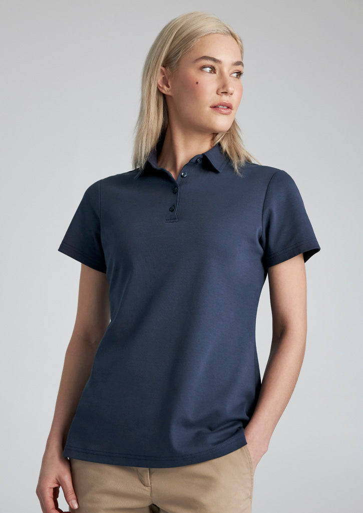 Womens Lotus Short Sleeve Polo - Mineral Blue