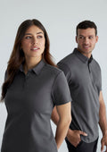 Mens Lotus Short Sleeve Polo - Charcoal