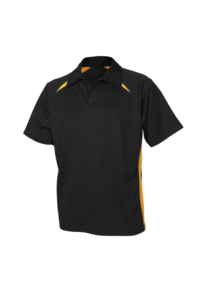 Mens Splice Short Sleeve Polo - Black/Gold