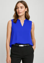 Seville Womens Sleeveless Layered Blouse - Cobalt
