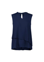 Seville Womens Sleeveless Layered Blouse - Navy back