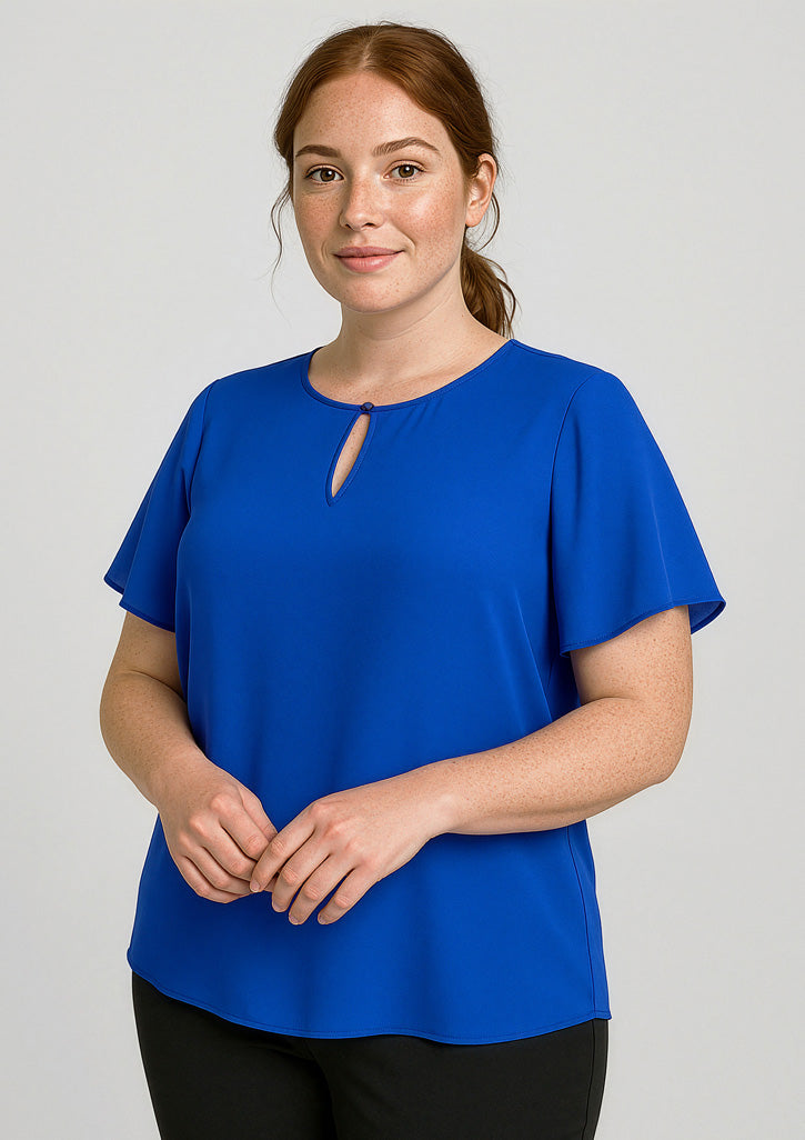 Vienna Womens Short Sleeve Blouse - Cobalt