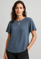 Vienna Womens Short Sleeve Blouse - Storm Blue