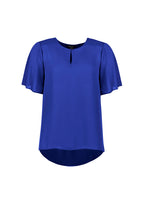 Vienna Womens Short Sleeve Blouse - Cobalt back