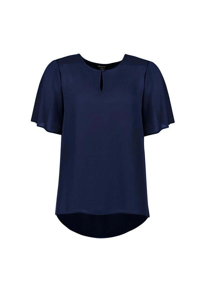Vienna Womens Short Sleeve Blouse - Navy