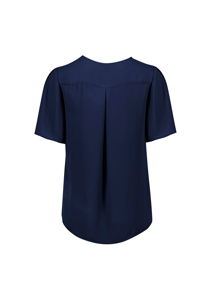 Vienna Womens Short Sleeve Blouse - Navy back