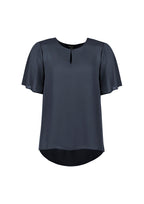 Vienna Womens Short Sleeve Blouse - Storm Blue back