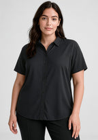 Dahlia Womens Short Sleeve Blouse - Black