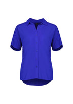 Dahlia Womens Short Sleeve Blouse - Cobalt