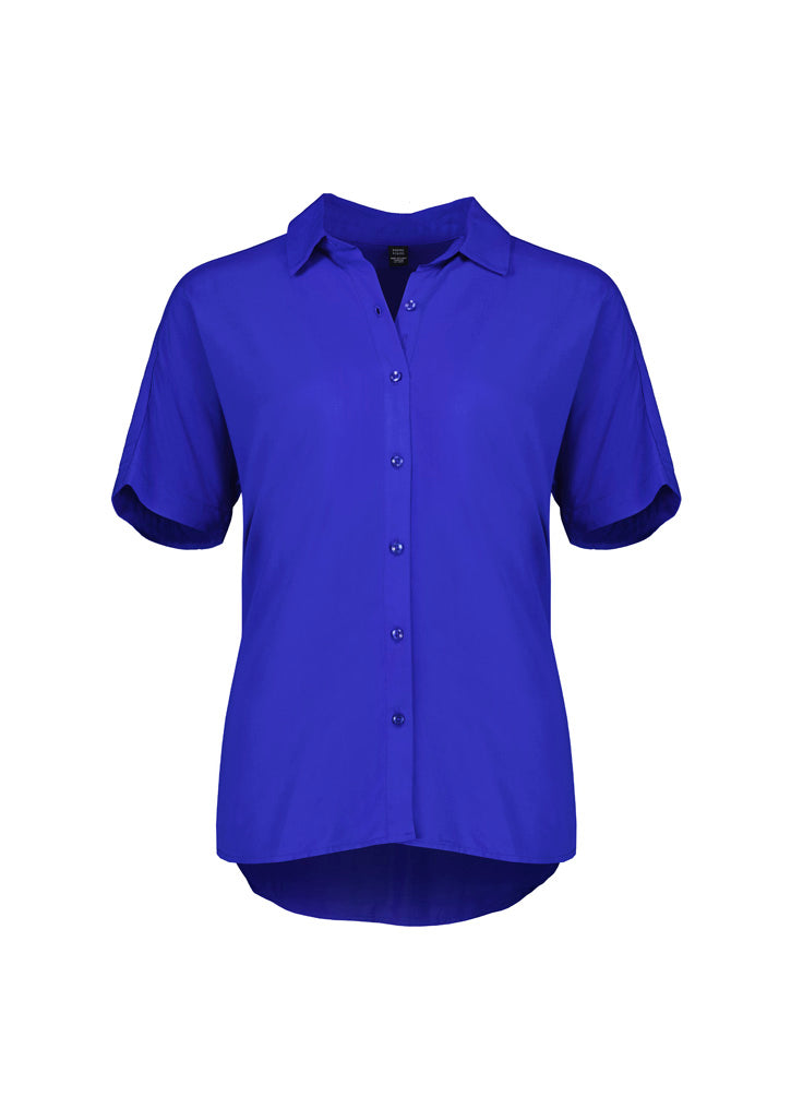 Dahlia Womens Short Sleeve Blouse - Cobalt