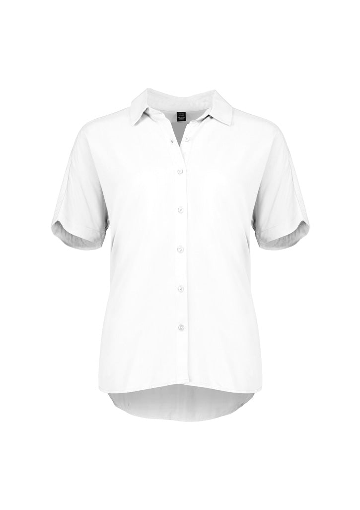 Dahlia Womens Short Sleeve Blouse - White