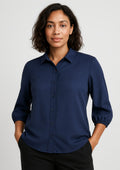 Lucy Womens 3/4 Sleeve Blouse - Navy