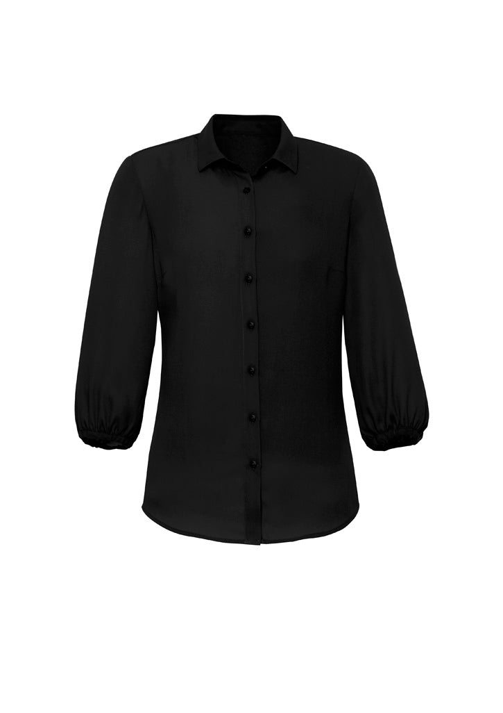 Lucy Womens 3/4 Sleeve Blouse - Black back