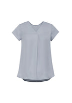 Kayla Womens V-Neck Pleat Blouse - Silver back