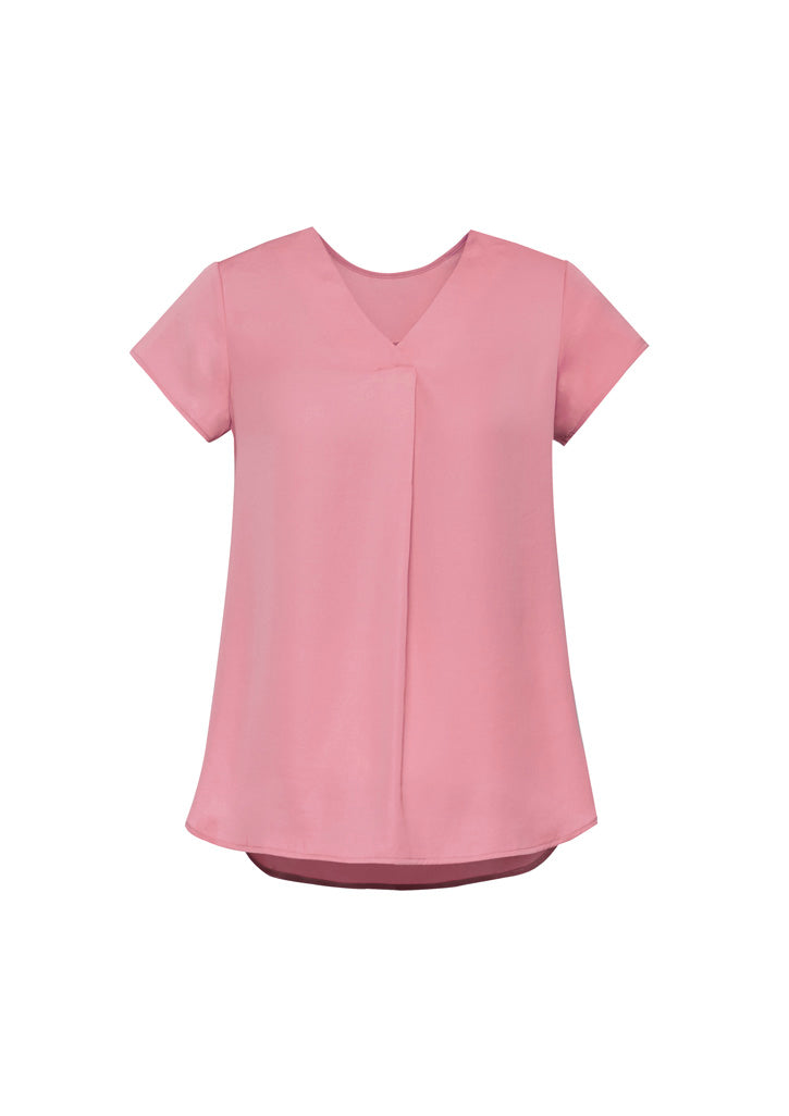 Kayla Womens V-Neck Pleat Blouse - Dusty Rose back