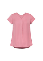 Kayla Womens V-Neck Pleat Blouse - Dusty Rose back