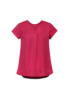 Kayla Womens V-Neck Pleat Blouse - Raspberry back