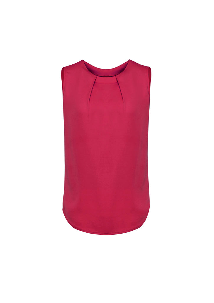 Estelle Womens Sleeveless Pleat Detail Blouse - Raspberry back