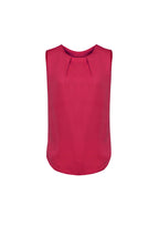 Estelle Womens Sleeveless Pleat Detail Blouse - Raspberry back