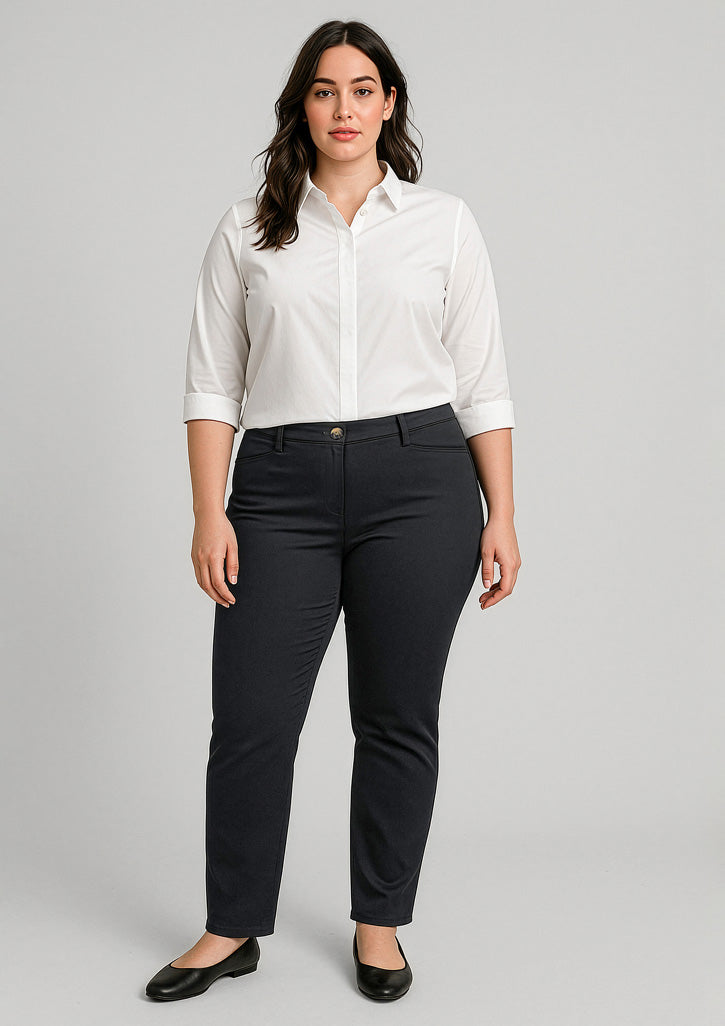 Traveller Womens Slim Leg Stretch Chino Pant - Black