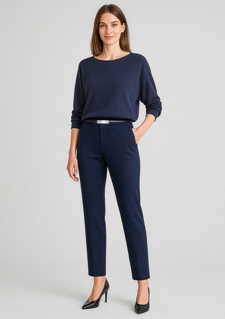Scuba Ponte Womens Mid-rise Pull-on Pant - Navy