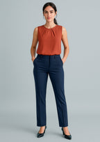 Cool Stretch Womens Tapered Leg Adjustable Waist Pant - Navy