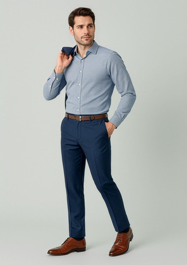 Renew Mens Slim Fit Flat Front Pant - Navy Dusk