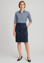 Traveller Womens Mid Waist Stretch Chino Skirt - Navy